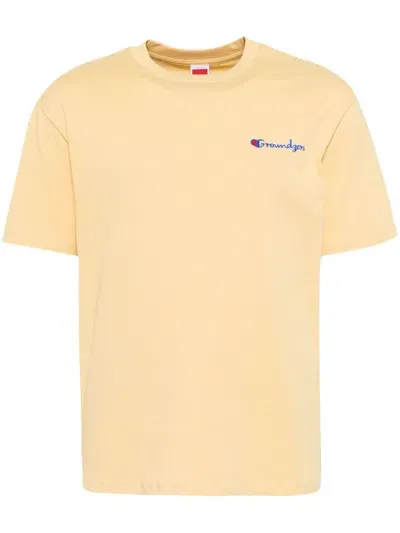 Ground Zero Logo Print Cotton T-shirt In Yellow