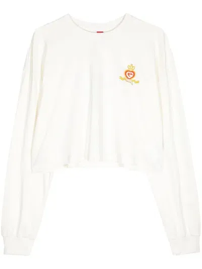 Ground Zero Logo-print Cropped Sweatshirt In White