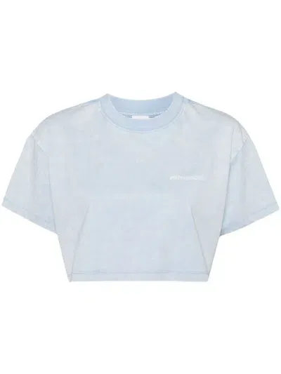 Ground Zero Logo-print Cropped T-shirt In Blue