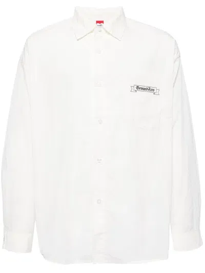 Ground Zero Logo-print Long-sleeve Shirt In White