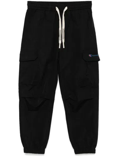 Ground Zero Logo-print Tapered Trousers In Black