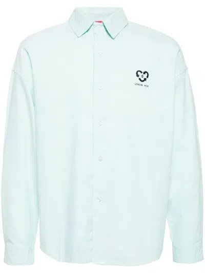 Ground Zero Recycle Logo-print Cotton Shirt In Green