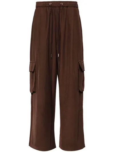 Ground Zero Wide Leg Cargo Pants In Brown