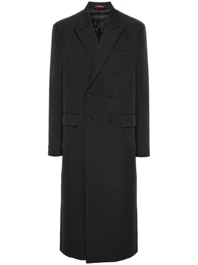 Gucci Ancora Embroidered Wool Coat In Gray