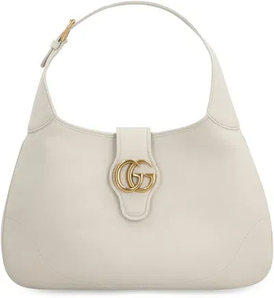 Gucci Aphrodite Logo Plaque Medium Shoulder Bag In White