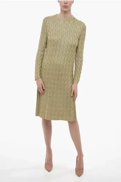 Gucci Aran Lurex Midi Dress In Green