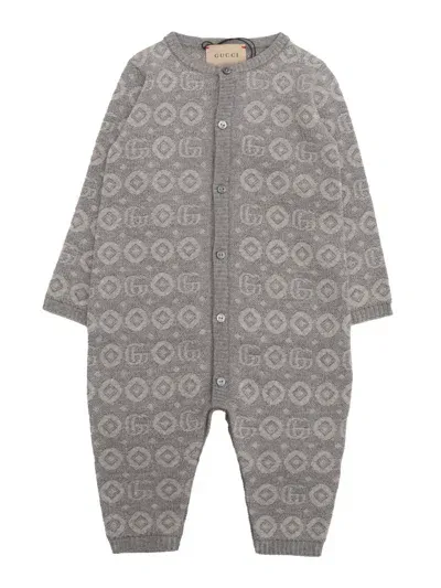 Gucci B L/s All In One Cotton Jacqua In Gray