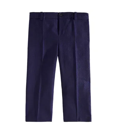 Gucci Baby Double G Wool Flannel Pants In Blue