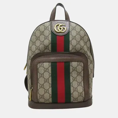 Pre-owned Gucci Beige Pvc Coated Canvas Ophidia Gg Small Backpack