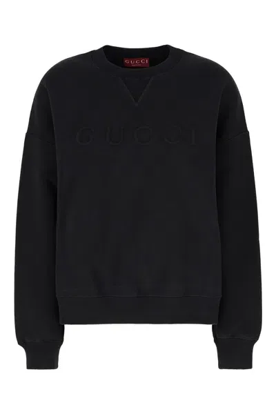 Gucci Black Cotton Blend Oversize Sweatshirt In Nero