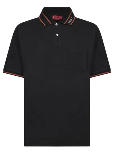 Gucci Black Cotton Piquet Polo Shirt