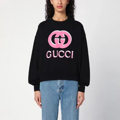 Gucci Black Crewneck Sweatshirt With Logo Print