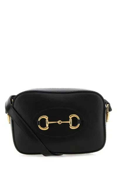 Gucci Black Leather  Horsebit 1955 Crossbody Bag