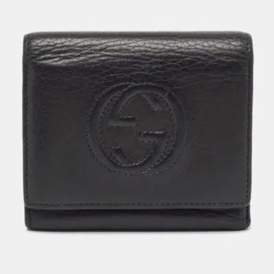 Pre-owned Gucci Black Leather Soho Trifold Wallet