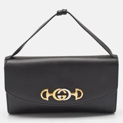 Pre-owned Gucci Black Leather Zumi Clutch Bag