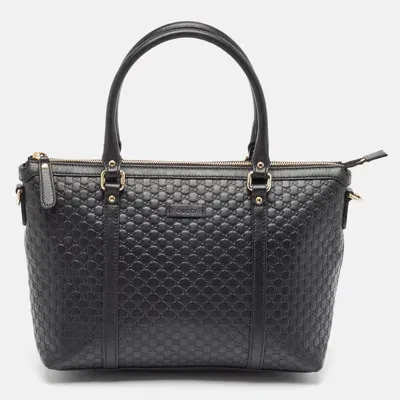 Pre-owned Gucci Black Microssima Leather Joy Tote