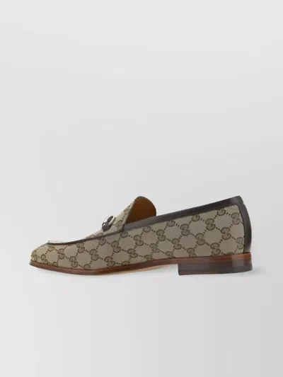 Gucci Block Heel Loafers Jacquard Fabric In Printed