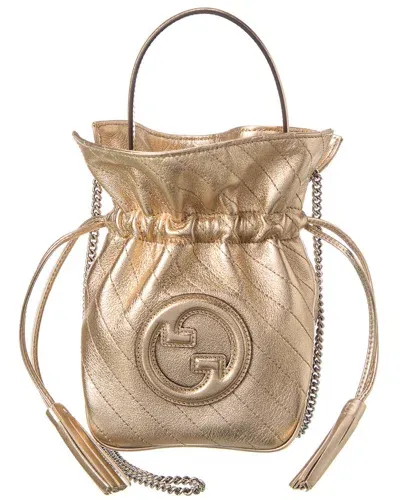 Gucci Blondie Mini Leather Bucket Bag In Gold