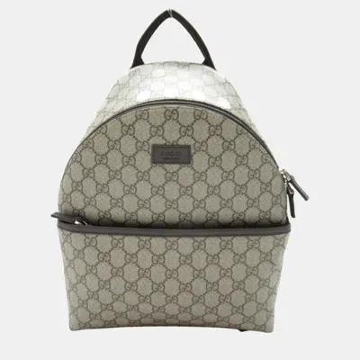 Pre-owned Gucci Brown Gg Canvas Double G Geometric Backpack