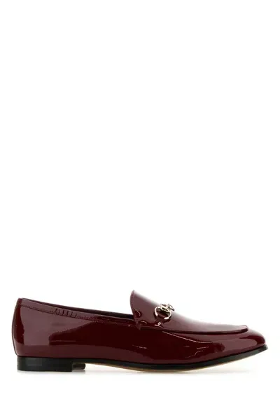 Gucci Burgundy Leather Loafers In Bordeaux