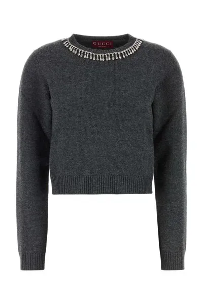 Gucci Charcoal Wool Blend Sweater In Charcoalgreymix