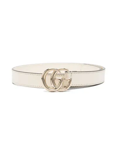 Gucci Kids' Double G-buckle Leather Belt In Neutrals