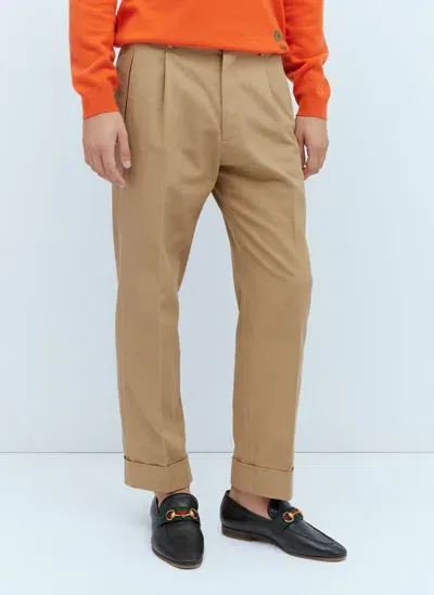 Gucci Cotton Gabardine Tailored Pants In Cream