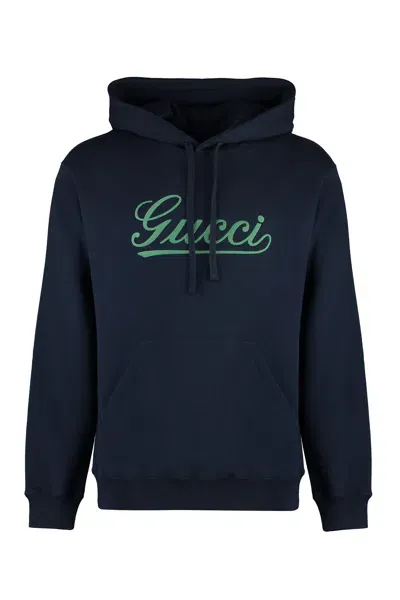 Gucci Cotton Hoodie In Blue