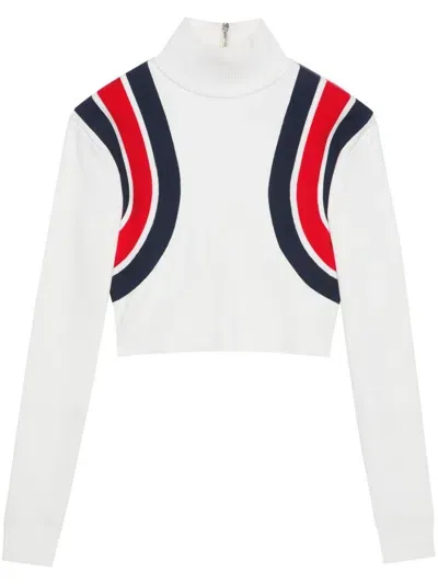 Gucci Cruise Web Detail High Neck Jumper In White