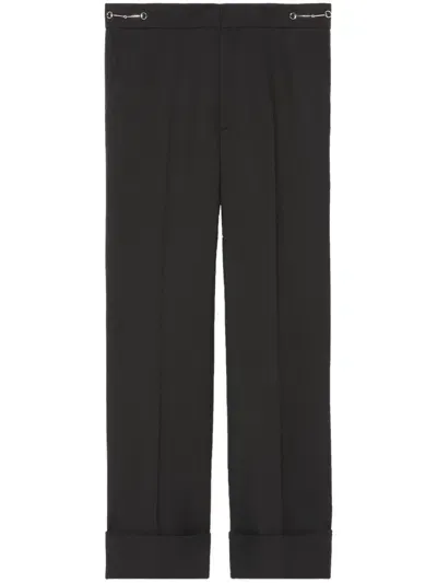 Gucci Cruise Wool Cropped Trousers In Black