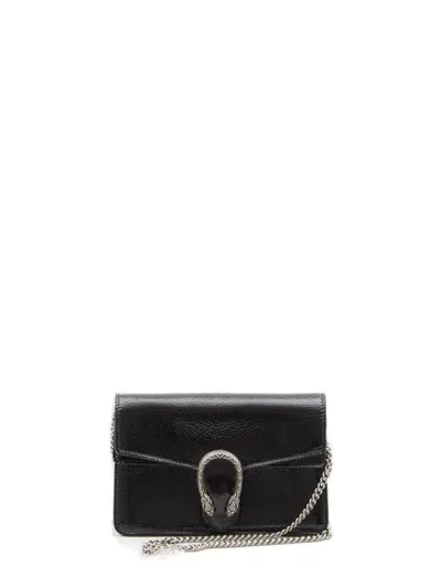 Gucci Mini Dionysus Patent Leather Bag In Black