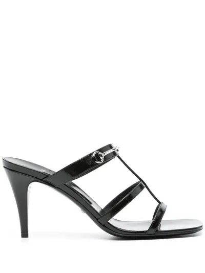 Gucci Slim Horsebit Slide Sandals In Black