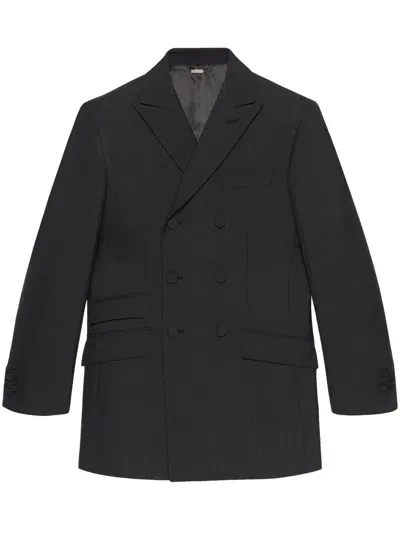 Gucci Double-breasted Wool Blazer In Grey