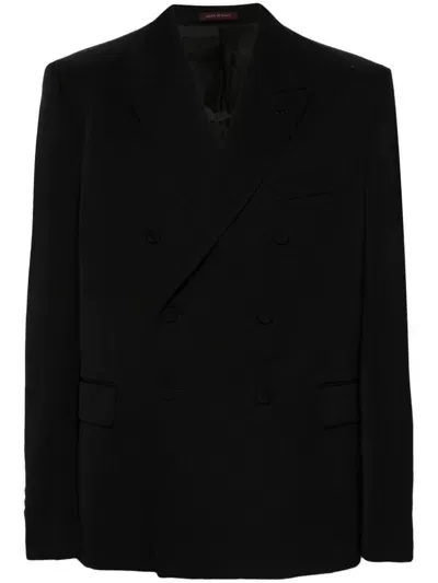 Gucci Double-breasted Wool Blazer In Black