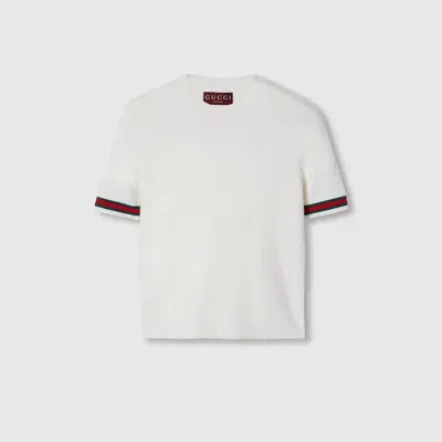 Gucci Extra Fine Wool Top With Web In White