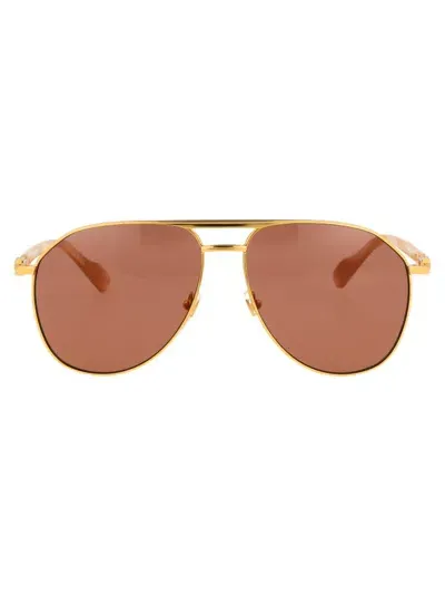 Gucci Eyewear Aviator Sunglasses In Gold