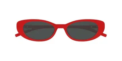 Gucci Eyewear G String Oval Frame Sunglasses In Red