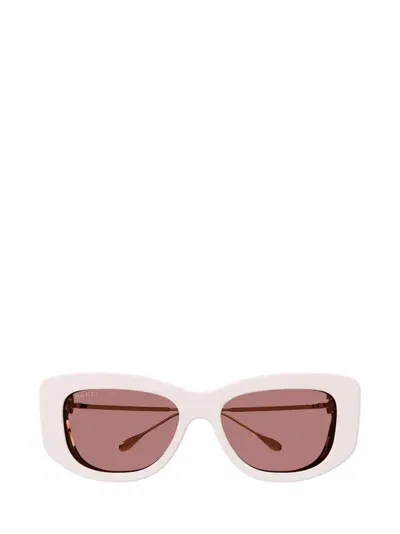 Gucci Eyewear Specialized Fit Rectangular Frame Sunglasses In White