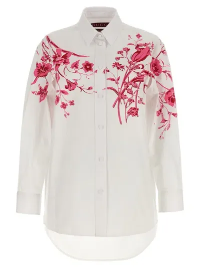 Gucci Flower Print Shirt In White