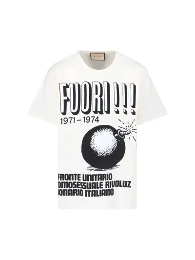 Gucci 'fuori!' Print T-shirt In White