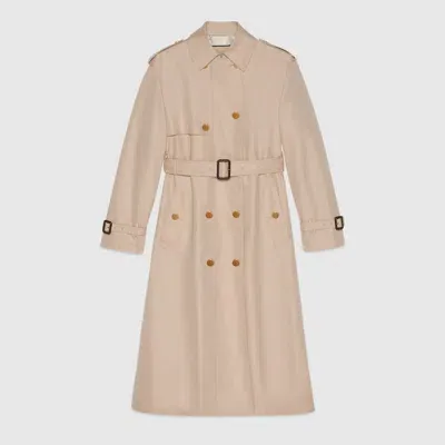 Gucci Graphic-print Trench Coat In Brown