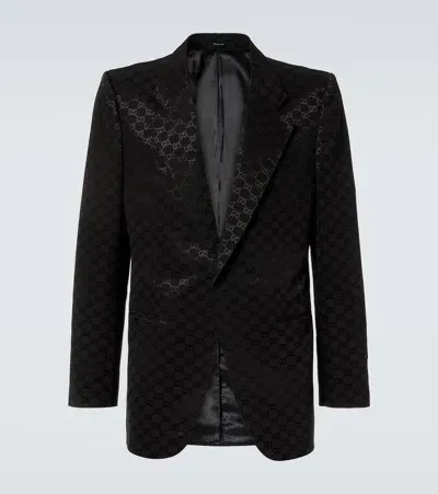 Gucci Gg Canvas Cotton-blend Blazer In Black