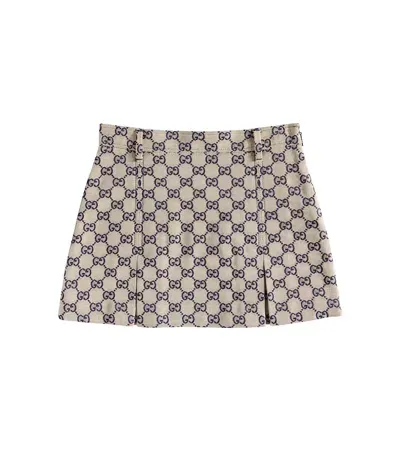 Gucci Kids' Gg Canvas Cotton-blend Skirt In Neutrals