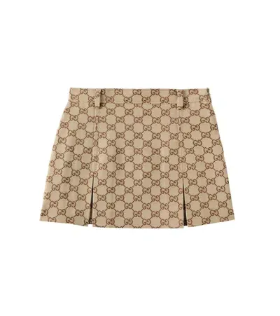 Gucci Kids' Gg Canvas Cotton-blend Skirt In Brown