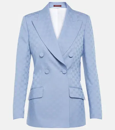 Gucci Gg Gabardine Blazer In Aqueous/mix