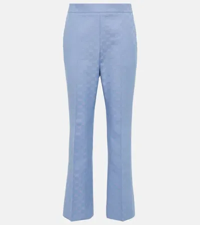 Gucci Gg Gabardine Cropped Pants In Aqueous/mix