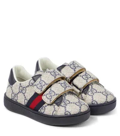 Gucci Kids' Gg Leather-trimmed Sneakers In Multicoloured