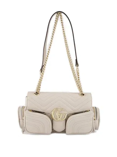 Gucci Gg Marmont Small Pocket Detailed Shoulder Bag In Neutrals