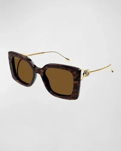 Gucci Gg Mixed-media Butterfly Sunglasses In Havana