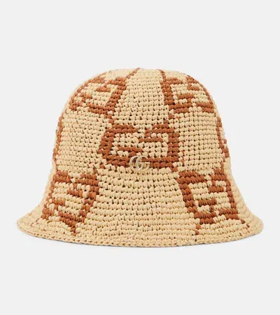 Gucci Gg Raffia-effect Cloche Hat In Beige